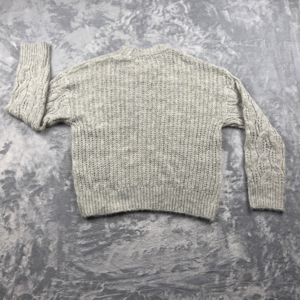 Wild Fable Womens Gray Cable Knit Sweater Crew Neck Relaxed Fit XS New - Picture 3 of 8